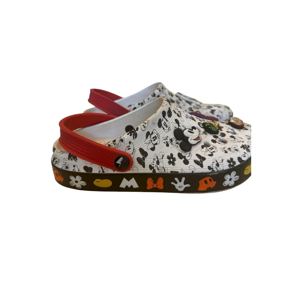 Disney Crocs Mickey Mouse Halloween Platform Clogs White Red Jibbitz Charm Sz 4